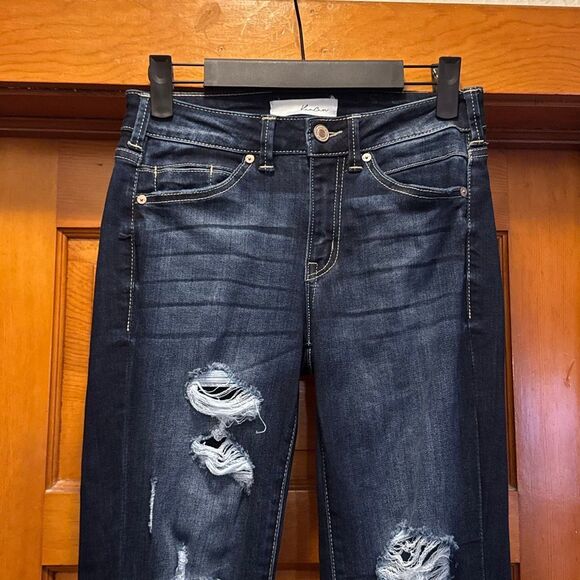KanCan Dark Blue Distressed Strechy Skinny Jeans Women’s US 25 (3) - Picture 2 of 8
